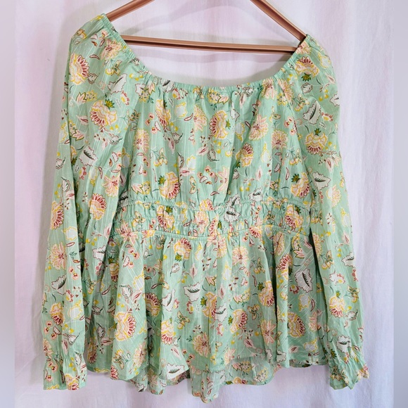 NWT Torrid Clip Dot  Cotton Viole Blouson Sl. Sq. Neck Smocked Top Size 1X 14-16 - Picture 5 of 13